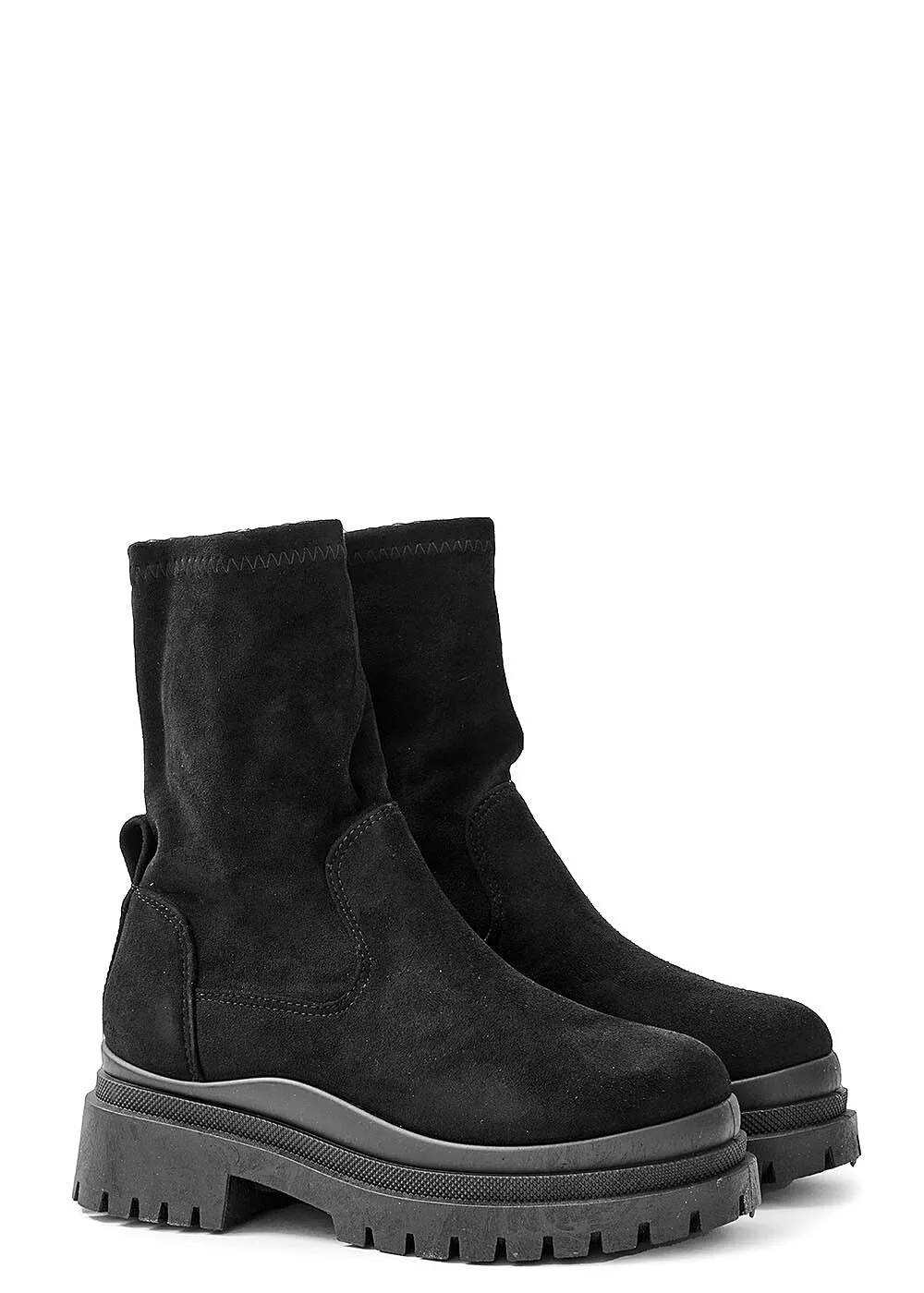 Seventyseven Lifestyle Damen Schuh Stiefel Velour-Optik schwarz